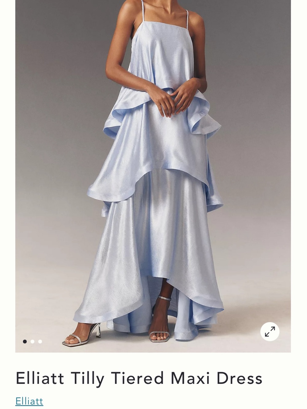 Elliatt Layered Satin Maxi Dress in Pale Blue - Picture 3 of 5